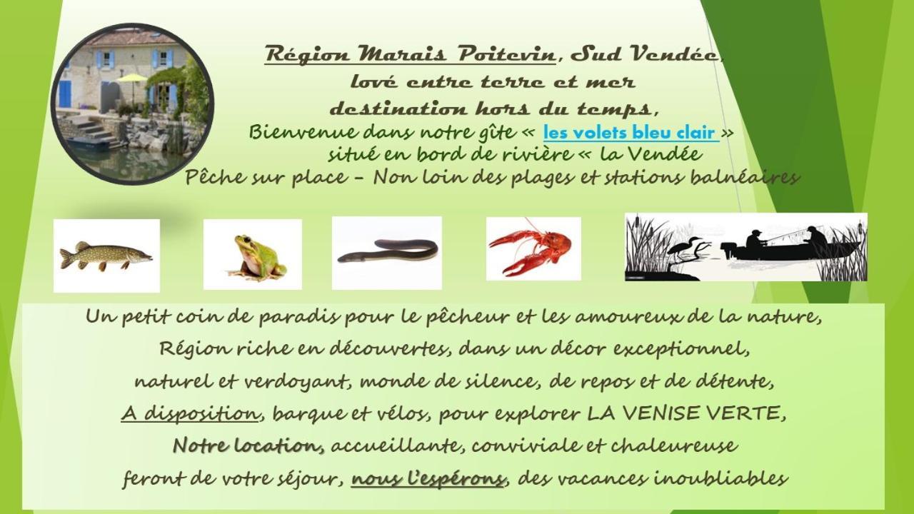 Marais Poitevin Bord Riviere Peche ,Barque, Velos, Wifi, Linge, Cheminee, Cuisine, Terrain De Boules La Taillee Kültér fotó